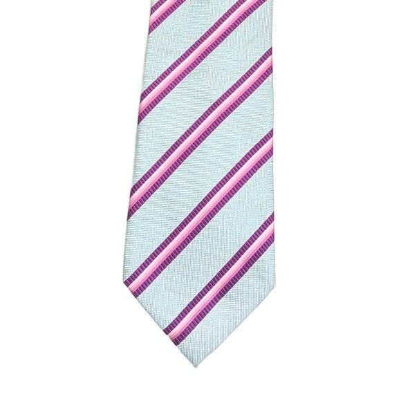 Loding Shirts Silk Tie Men’s Long 64” Blue Purple Pink Striped Designer Tie New - Picture 1 of 4